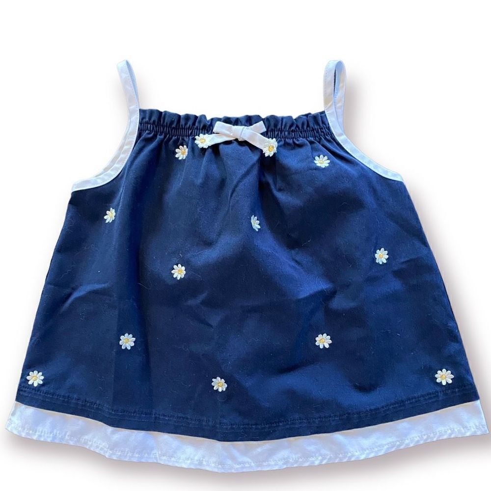 Vintage Navy Daisy Accented Tank Top